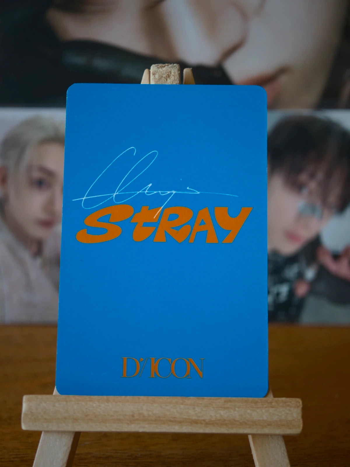 Stray Kids Bang Chan DICON D’FESTA Mini Edition Photocard (Close-up Portrait) — reverse with printed signature design