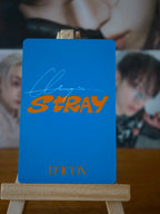Stray Kids Bang Chan DICON D’FESTA Mini Edition Photocard (Black-shirt Portrait) — reverse with printed signature design