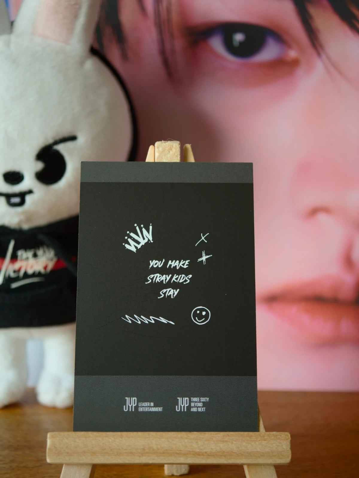 Stray Kids Lee Know THE VICTORY Polaroid-Style Photocard (White Frame with Leebit) — THE VICTORY reverse design