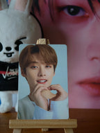 Stray Kids Lee Know NACIFIC Photocard (Round 8a) — hand-heart portrait view