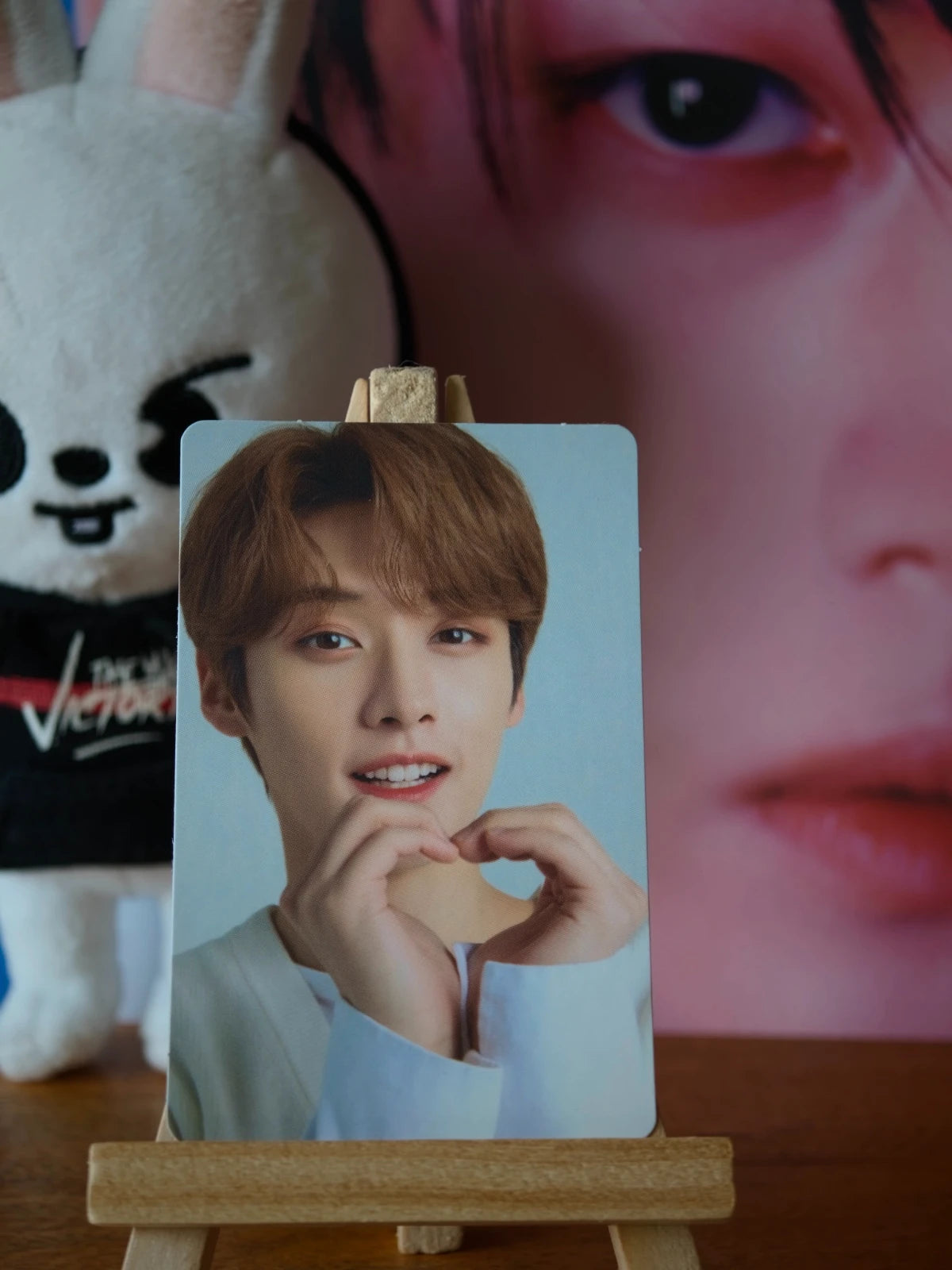 Stray Kids Lee Know NACIFIC Photocard (Round 8a) — hand-heart portrait view