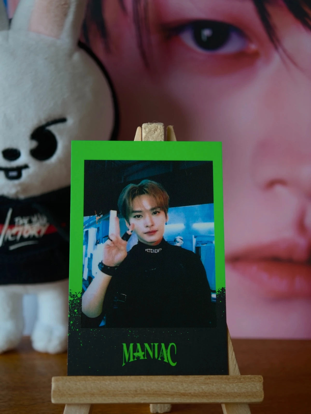 Stray Kids Lee Know MANIAC in Seoul Polaroid-style Photocard (Pre-order Polaroid, Black Design) — front