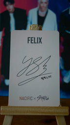 Stray Kids Felix NACIFIC Photocard (Round 5) — reverse with printed signature design