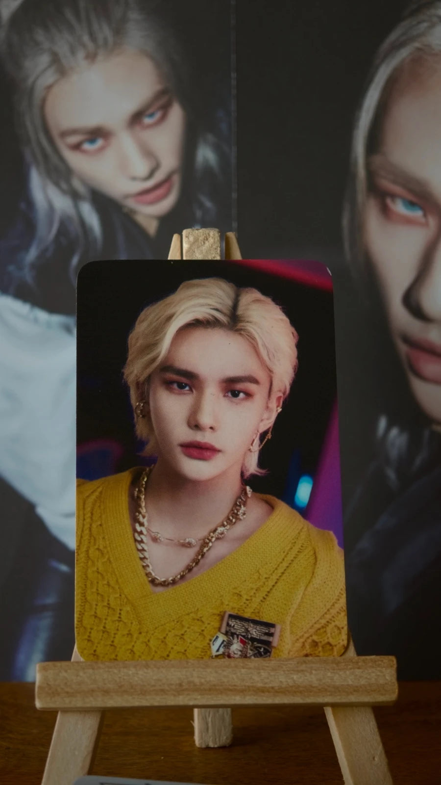 Stray Kids Hyunjin THE VICTORY Photocard (Yellow Knit - Front Portrait) — printed photo design