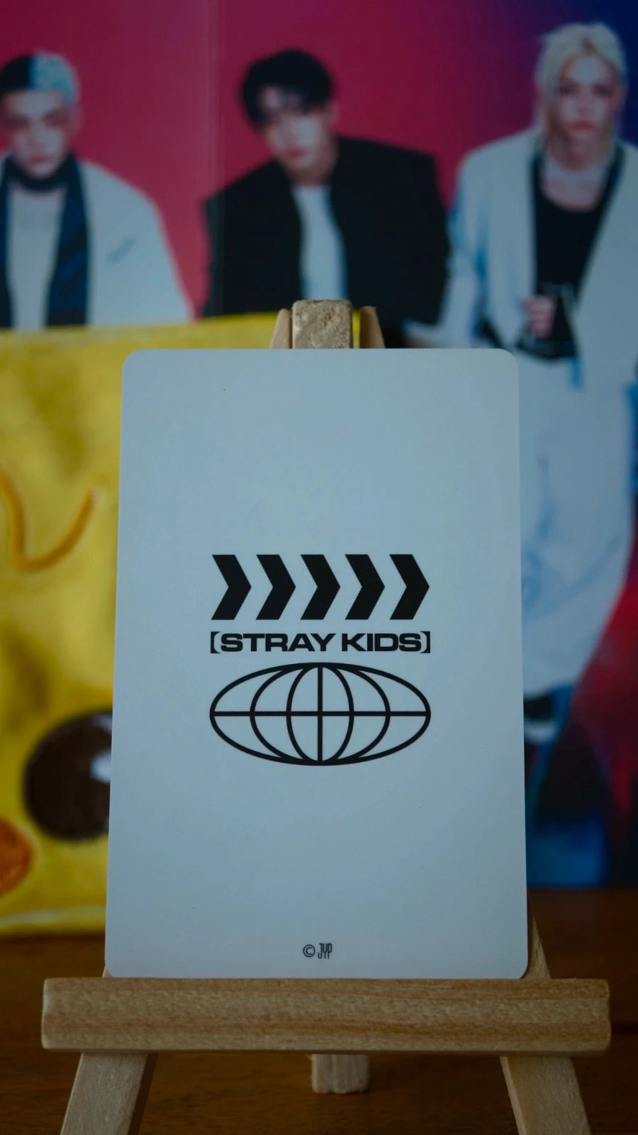 Stray Kids Felix Photocard (Blue Frame and Towel Portrait) — printed reverse design
