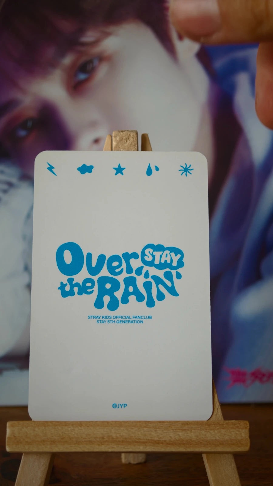 Stray Kids Lee Know Over the Rain Photocard (Blue Cushion) — reverse design
