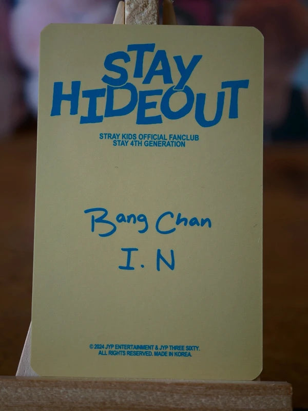 Stray Kids Bang Chan & I.N STAY HIDEOUT Unit Photocard, reverse