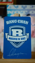 Stray Kids Bang Chan NACIFIC Photocard (Round 20 Music SKZ - Smiley Ball) — reverse with printed signature design