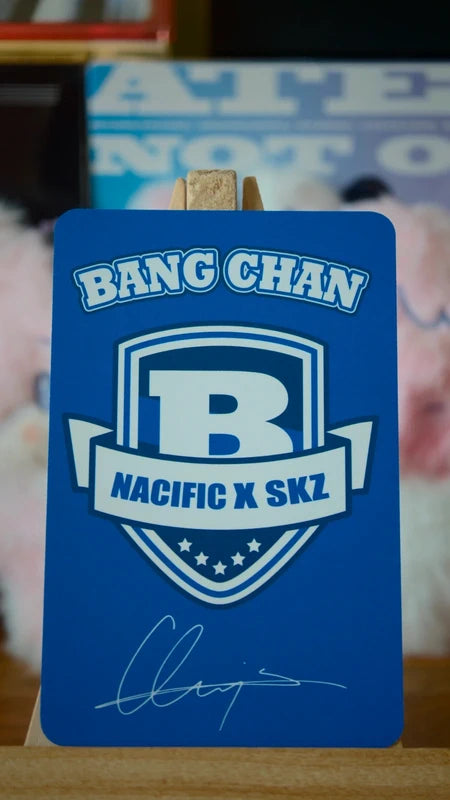 Stray Kids Bang Chan NACIFIC Photocard (Round 20 Music SKZ - Smiley Ball) — reverse with printed signature design