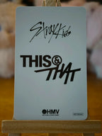 Stray Kids Bang Chan THIS & THAT Photocard (HMV Lucky Draw Z), reverse of photocard