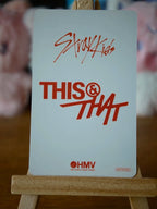 Stray Kids Felix THIS & THAT Photocard (HMV Lucky Draw Y), reverse of photocard
