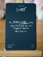 Stray Kids Felix I am NOT Photocard (Childhood Design), reverse of photocard