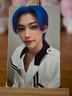 Stray Kids Felix 5-STAR Photocard (KMStation POB, Blue-border Design), front of photocard