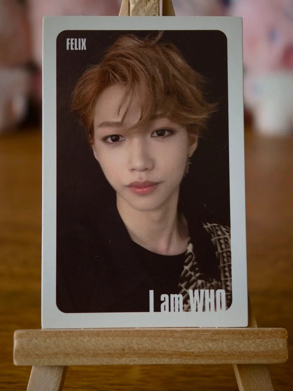 Stray Kids Felix I am WHO Photocard (White-border Selfie), front of photocard