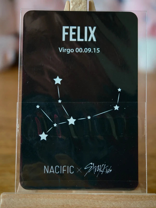 Stray Kids Felix NACIFIC Photocard (Black Vest Design), reverse of photocard
