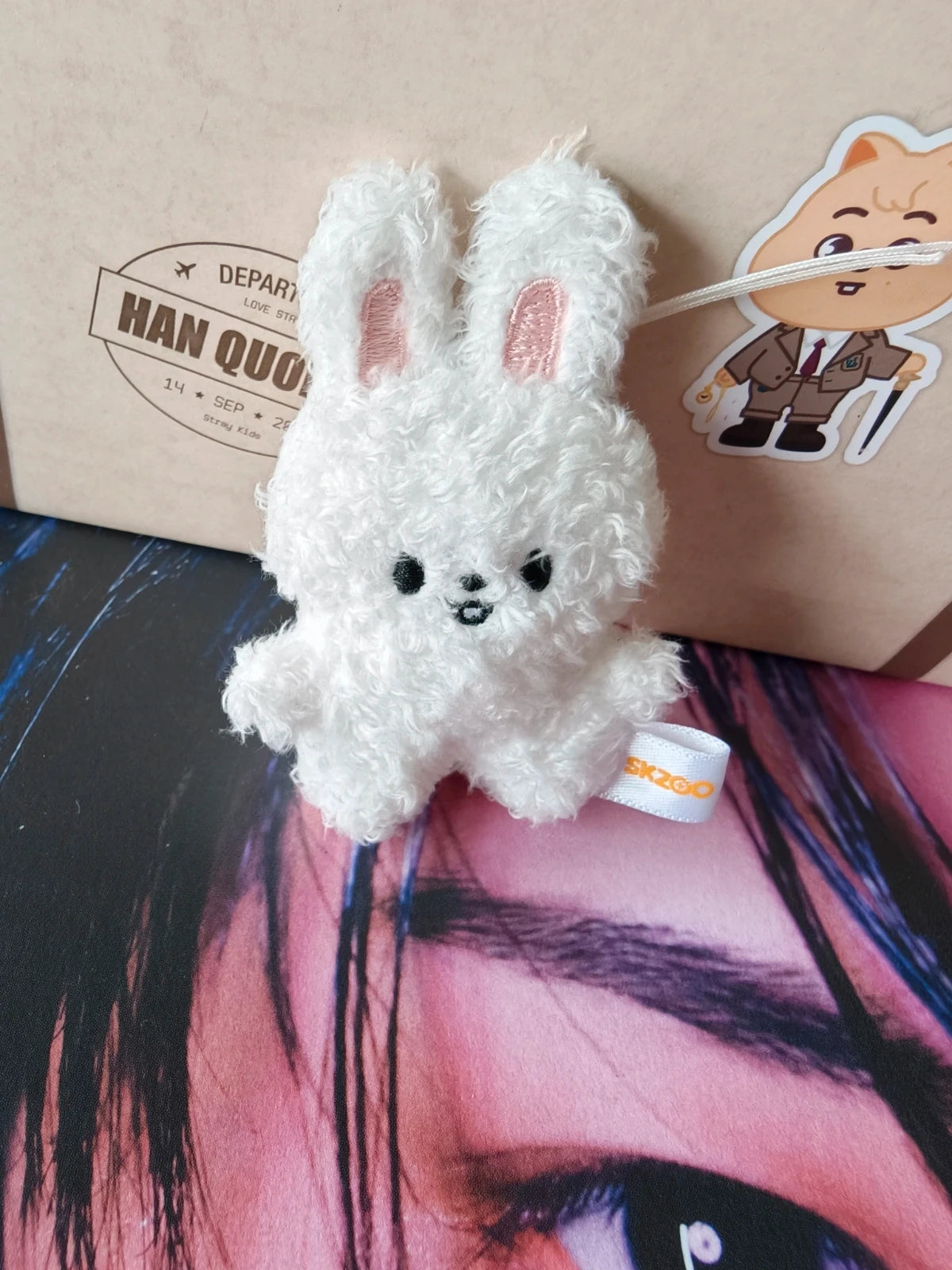 Stray Kids SKZOO Leebit Fluffy Plush Keyring — front view