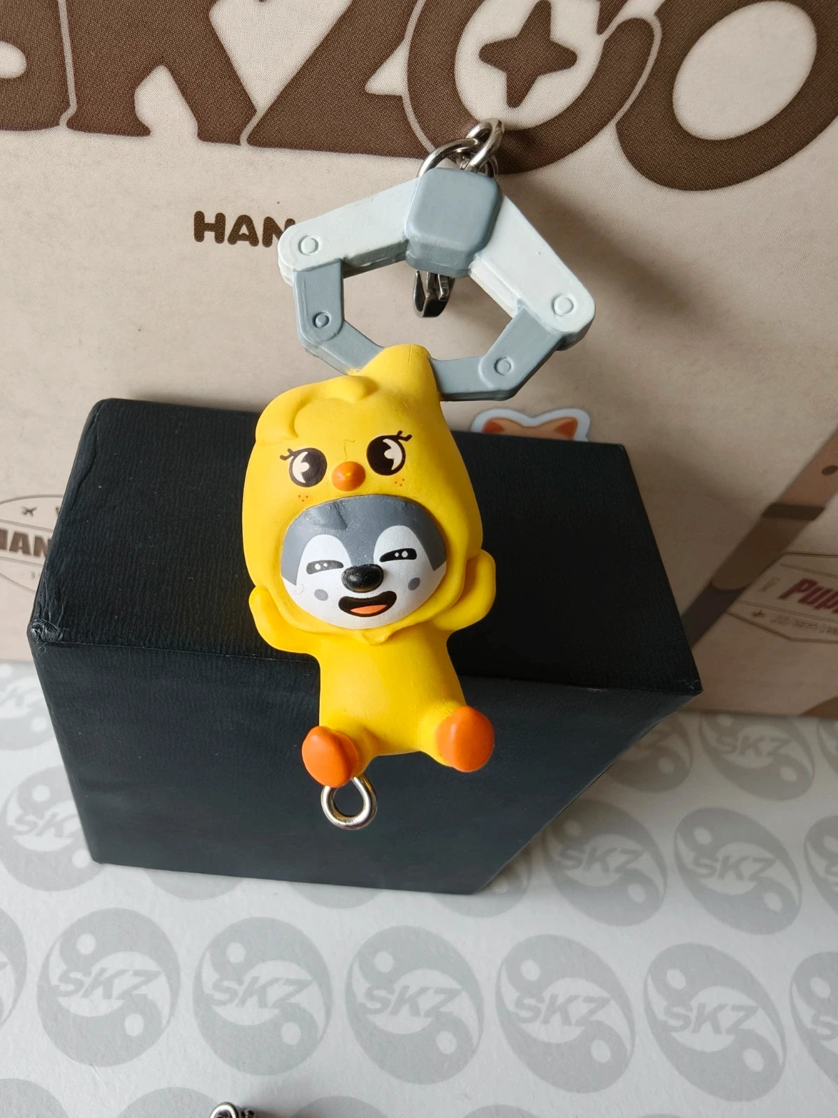 Stray Kids SKZOO Wolf Chan Hanging Figure Keyring (BbokAri Suit) — front view