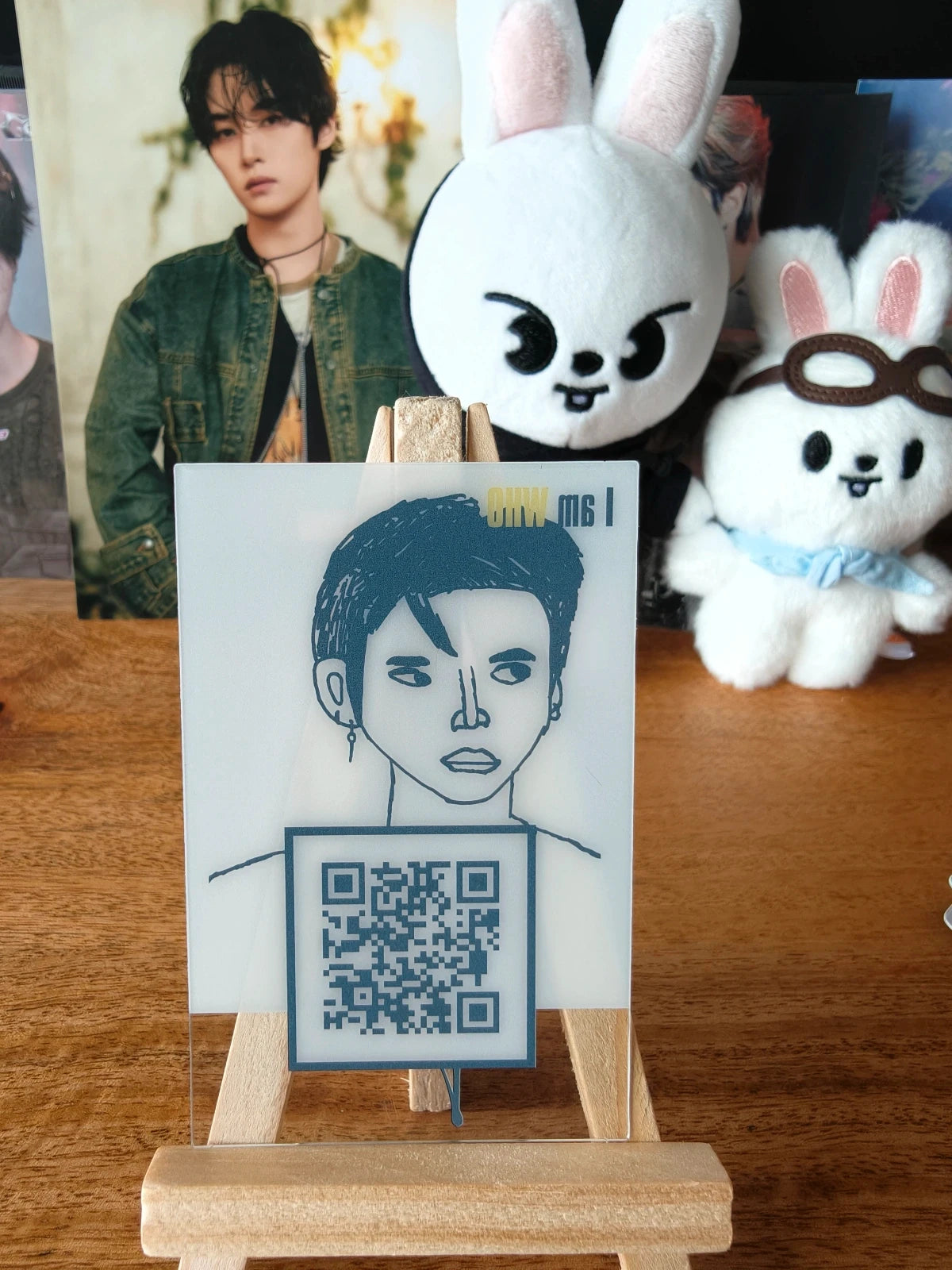 Stray Kids Lee Know I am WHO Photocard (Self-portrait Drawing) — translucent reverse