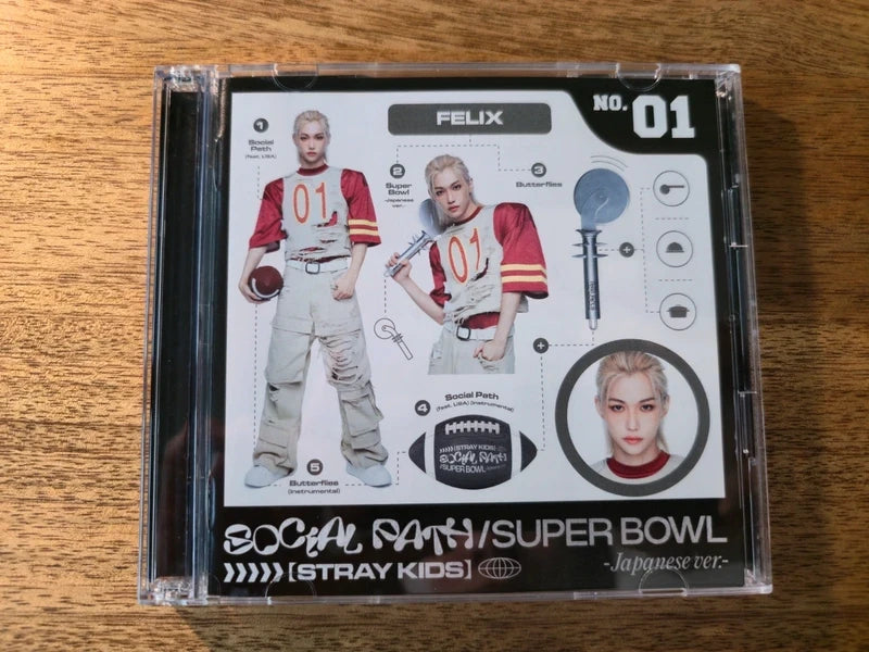 Stray Kids Felix Social Path / Super Bowl Album (Fanclub Limited Ver., No Photocards) — album and pictured inserts