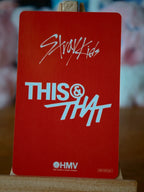 Stray Kids Bang Chan THIS & THAT Photocard (HMV A Holo POB), reverse with Stray Kids logo