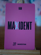 Stray Kids Han MAXIDENT Photocard (Makestar Holographic POB) — reverse