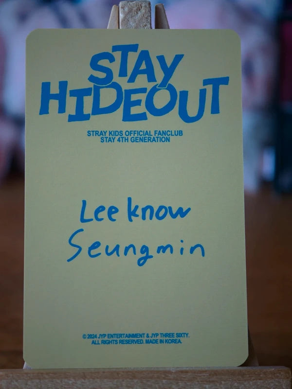 Stray Kids Lee Know & Seungmin STAY HIDEOUT Unit Photocard (Unit A) — reverse with printed member names